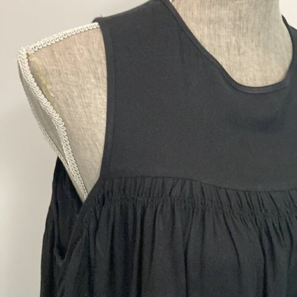 OAK + Fort Black Oversized Flowy Mini Dress Boho Festival Chic Minimalist - Picture 9 of 11